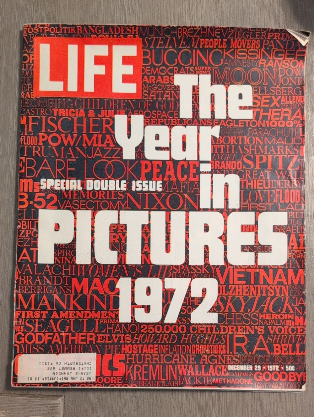 LIFE Original Magazine The Year in Pictures 1972 Cover - Red & Black